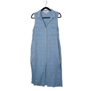 Anthropologie Cloth Stone Sleeveless Midi Shirtdress Light Wash Chambray Large